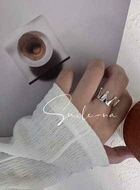 韩国进口小众款S925纯银皇冠宫延风戒指时尚百搭食指戒指指环