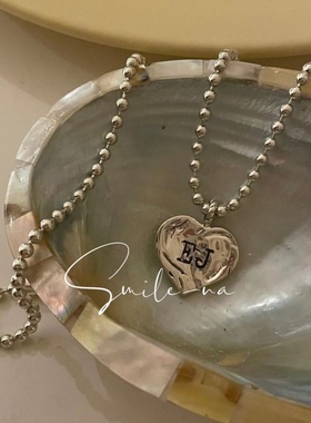 韩国心形吊坠项链银牌925