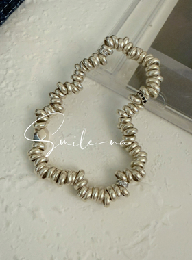韩国进口小众款S925纯银不规则拼接弹力绳手链女时尚百搭手串手环