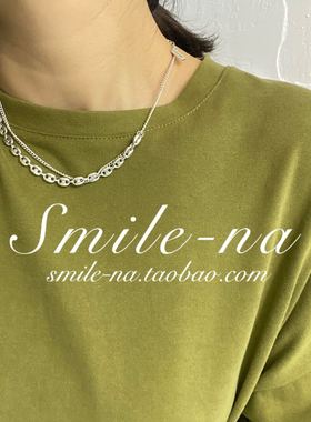 韩国进口纯银重工猪鼻子锁骨链