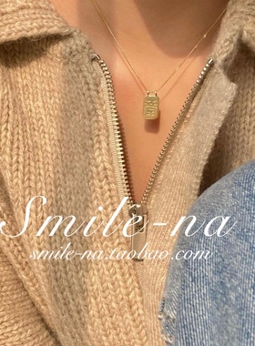 韩国进口925纯银方牌坦克项链