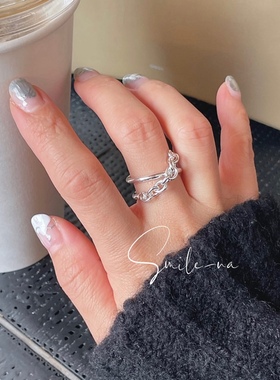 链条韩国小众款925纯银戒指