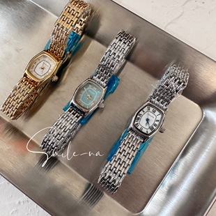 韩国进口小众设计款staccato复古经典电子手表法式不锈钢表带手表