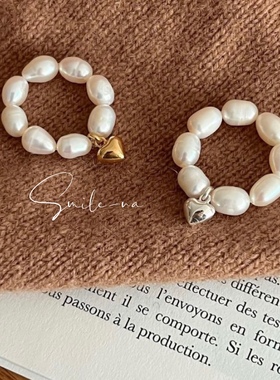 925纯银天然淡水珍珠桃心戒指