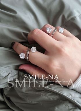 设计师款纯银缠绕镶嵌锆石戒指