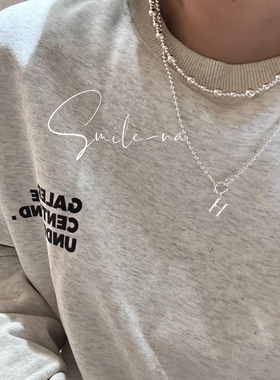 韩国进口小众设计款925纯银圆珠银珠H字母简约百搭时尚项链锁骨链