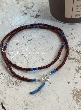 韩国进口小众设计S925纯银彩色串珠拼接项链女时尚百搭锁骨链