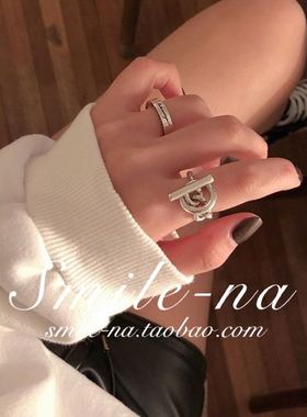 韩国进口套锁圆圈小棍半软戒指