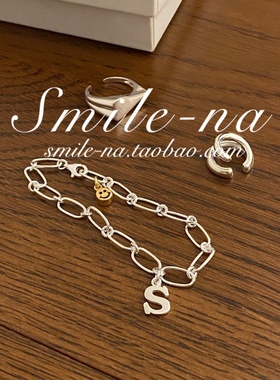 韩国进口英文字母18K金别针手链