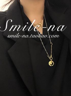 韩国进口小众设计款ot花纹吊坠