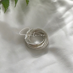 韩国进口小众设计款925纯银多圈缠绕简约时尚交叉戒指指环