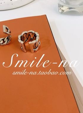 韩国进口925纯银重工字母戒指