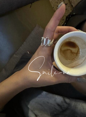 韩国进口小众设计款925纯银不规则镂空线条拼接时尚开口戒指指环