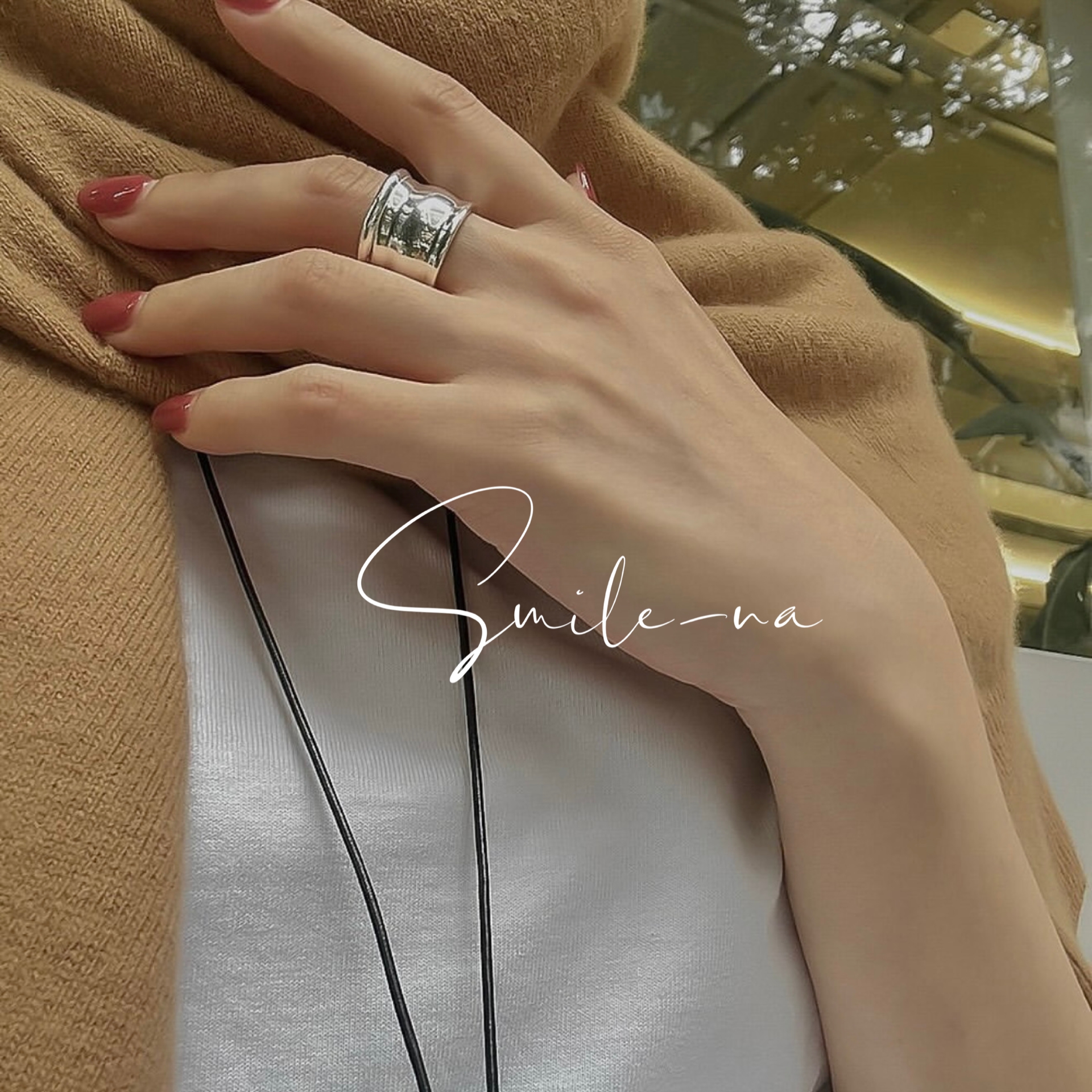 韩国进口S925纯银双层重工时尚简约宽面食指戒指指环小众设计款女