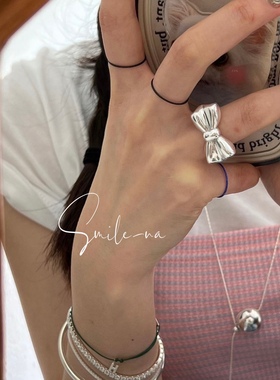 戒指925纯银立体蝴蝶结小众款