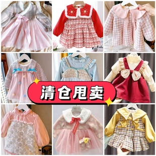 清仓女宝宝秋冬装连衣裙婴儿公主裙周岁礼服新年服