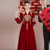 高级感大码 婚礼敬酒服新娘高腰遮肚子结婚礼服秀禾服 胖mm孕妇中式