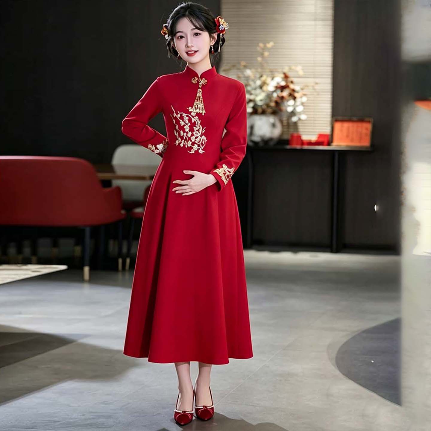 孕妇敬酒服小个子新娘结婚礼服裙图片