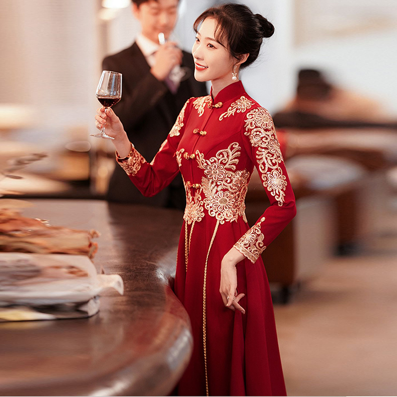 孕妇敬酒服新娘高腰遮肚结婚礼服