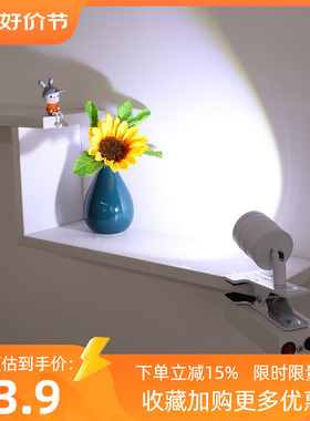 充电夹子灯免走线可调角度免打孔展会射灯无线自带电源明装led灯