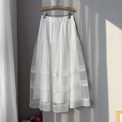 法式白色蛋糕半身裙女中长款2026