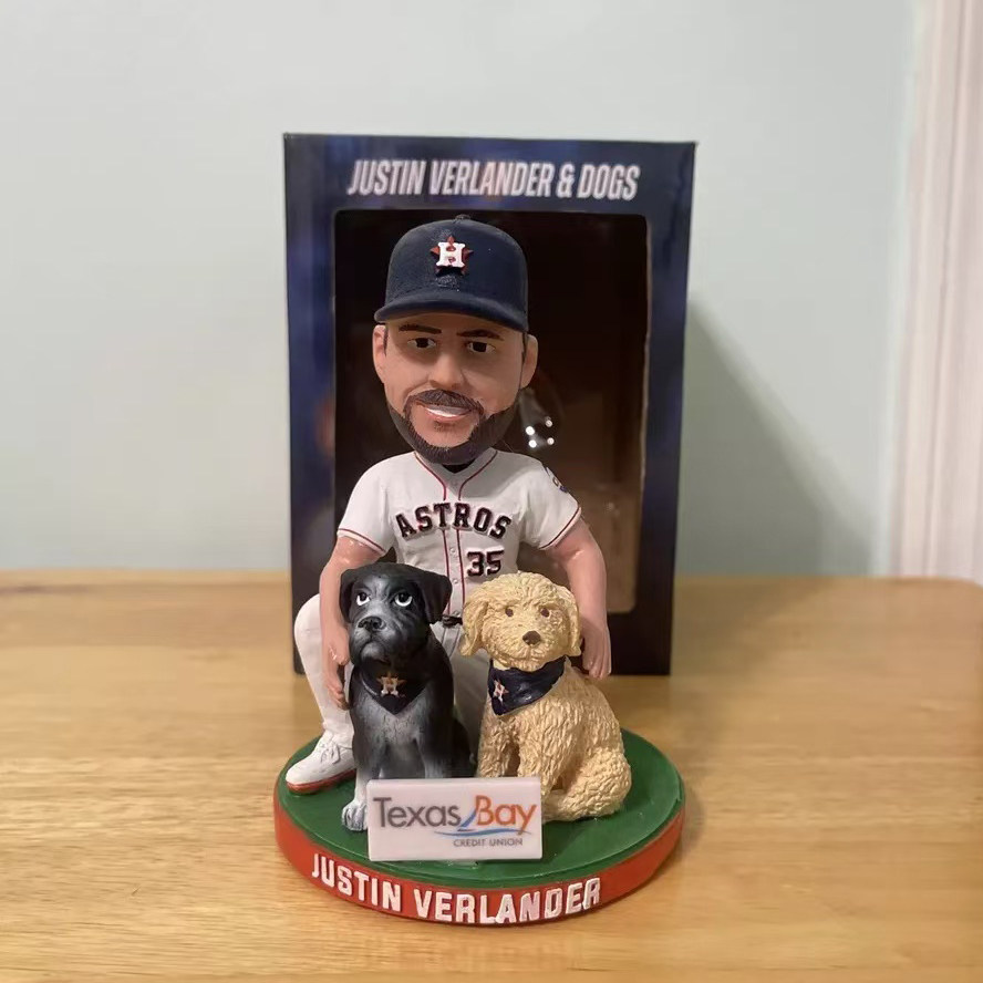 美国MLB棒球大联盟太空人投手树脂摇头玩偶人偶JUSTIN与他的狗