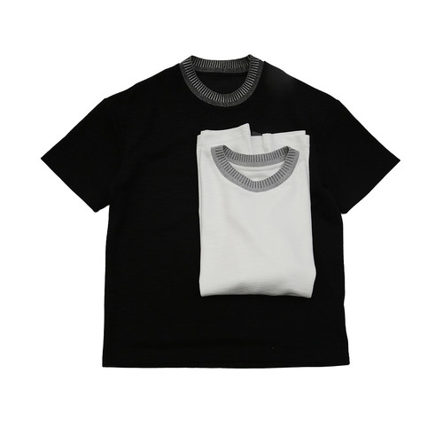 SOUTHPAW+1男装店春夏新品青年日常通勤休闲编织圆领针织短袖T恤