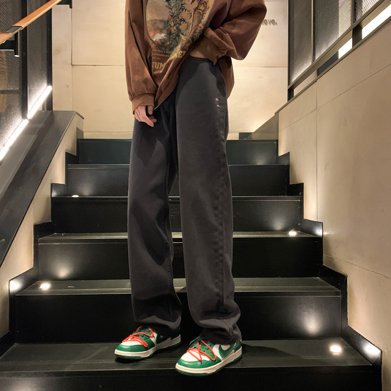 秋冬ins潮宽松百搭阔腿直筒牛仔裤棉BAA6098M-2XLP60控79,男装牛仔裤,星座1104-1