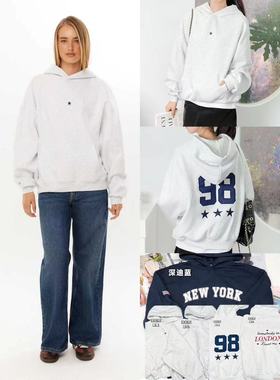 OOhome新品 cott*n旗下s美式运动休闲风套头连帽百搭宽松简约卫衣