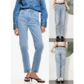 港风浅蓝水洗简约休闲高腰百搭铅笔牛仔裤 02.28新品 复古经典