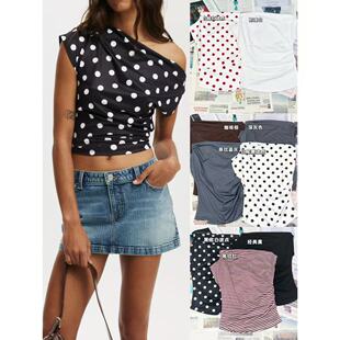 老钱风褶皱设计斜肩显瘦百搭质感上衣 03.18新品 澳洲co