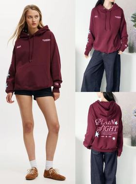 11.08新品 澳洲cot*on 美式复古字母印花宽松版连帽套头休闲卫衣