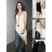 暗夜缪斯 01.24新品 西班牙Z 黑丝绒蕾丝氛围感不规则吊带礼服裙