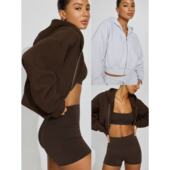 加拿大gar 美式 02.07新品 休闲复古极简连帽薄绒开衫 卫衣外套