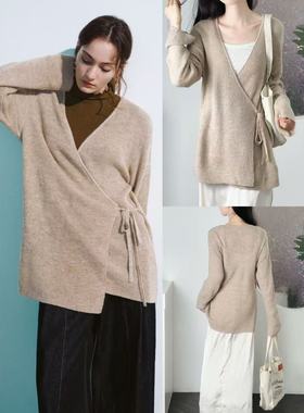 11.08新品 呦R 老钱风一片式收腰绑带设计百搭针织上衣绵羊毛混纺