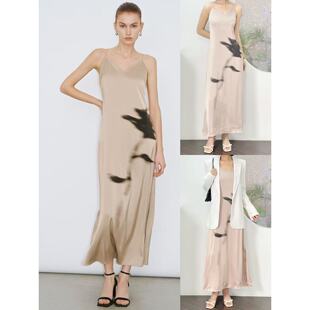 松弛感高级缎面垂感吊带V领连衣裙 早春系列法式 03.07新品 呦R