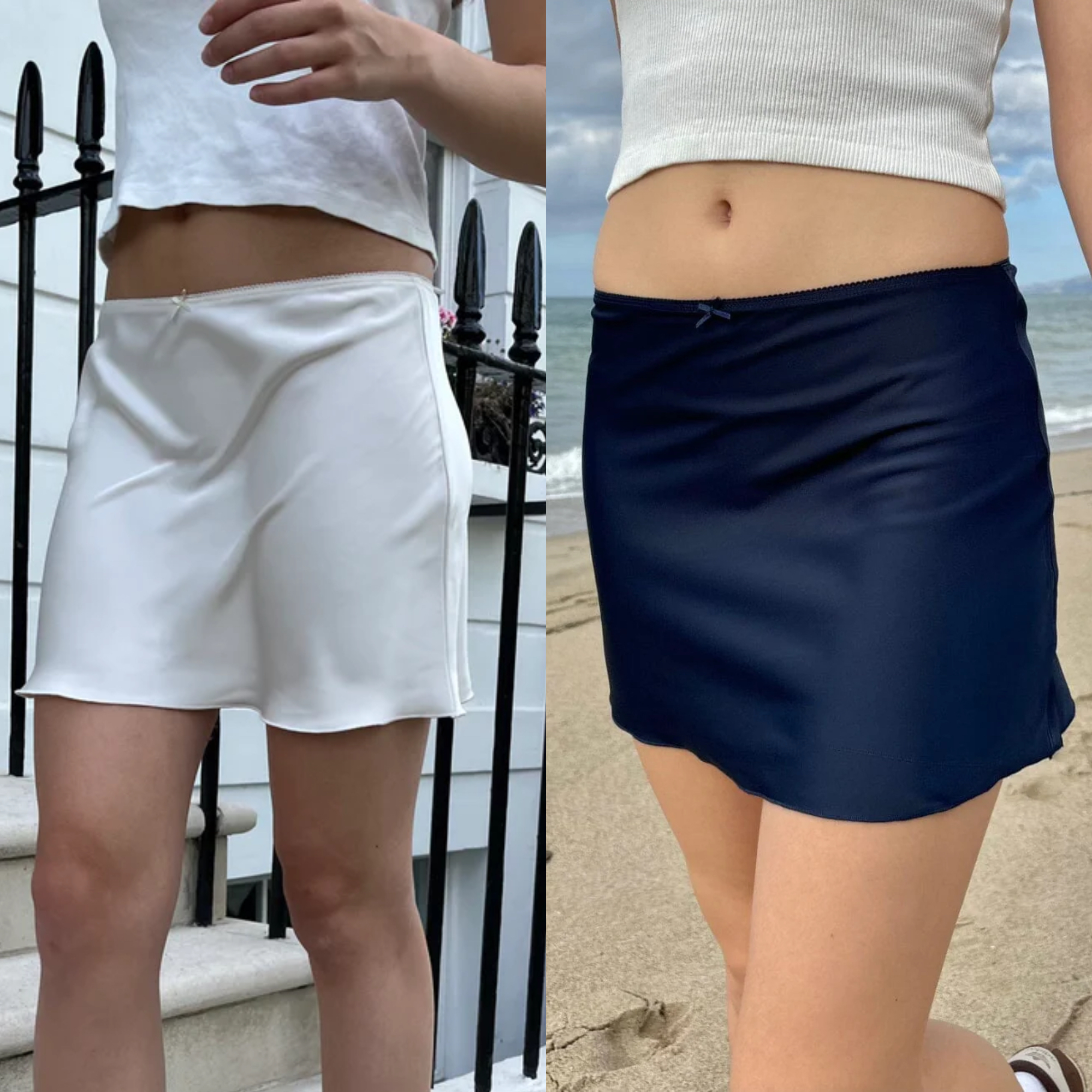 高及感夏季薄款绸缎半身A字短裙