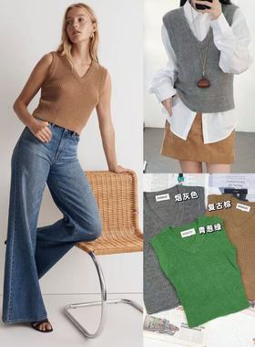 12.06新品Made*ell羊驼毛混纺学院风秋冬V领叠穿减龄百搭针织马甲