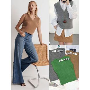 12.06新品 ell羊驼毛混纺学院风秋冬V领叠穿减龄百搭针织马甲 Made