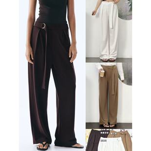 04.11新品 瑞典单 老钱风复古质感腰部金属扣通勤垂感阔腿休闲裤