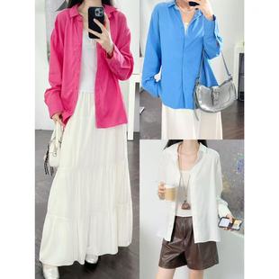 长袖 OOhome新品 慵懒纯色气质宽松衬衫 休闲风时尚 max 亚麻混纺