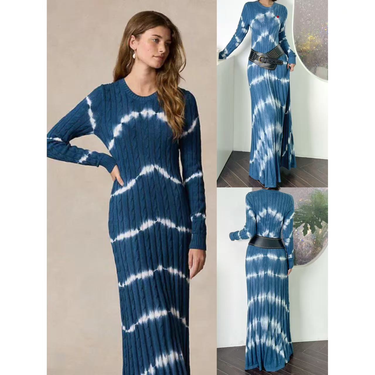 慵懒风针织晕染针织连衣裙纯棉