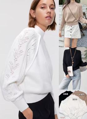 12.20新品 西班牙Z 设计感半高领镂空短款毛衣时髦通勤针织长袖
