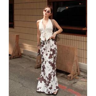 优雅牛奶纹小众设计丝滑垂感质感半身裙 法式 03.07新品 RACHELZCE