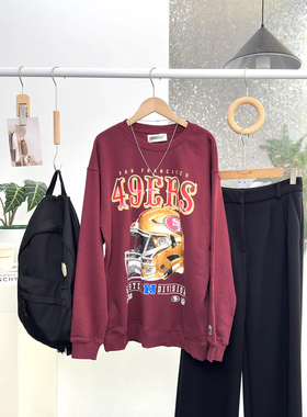 01.03新品 澳洲cot*on美式高街宽松加绒头盔图案休闲圆领套头卫衣