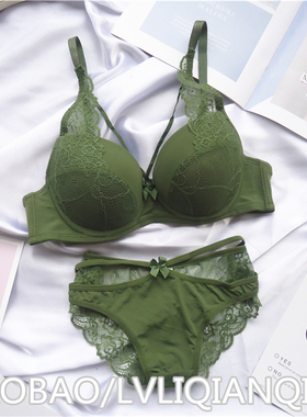 欧美性感薄款黑色蕾丝文胸套装 少女大码胖MM200斤聚拢白色DE内衣