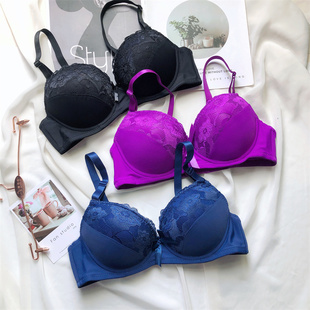 200斤大码胖MM性感蕾丝双排扣内裤 夏季薄款大胸显小聚拢文胸胸罩