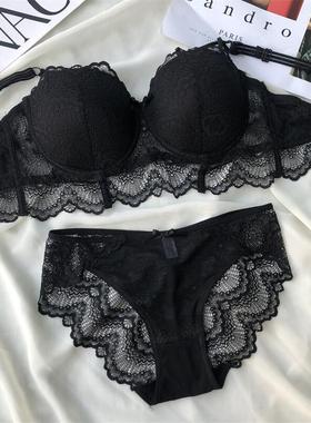 欧美性感蕾丝75D杯大码胖MM甜美内衣 侧收副乳调整型聚拢文胸套装