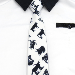 黑白色牛气冲天领带男潮流学生学院风装饰百搭帅气韩版免打结牛牛