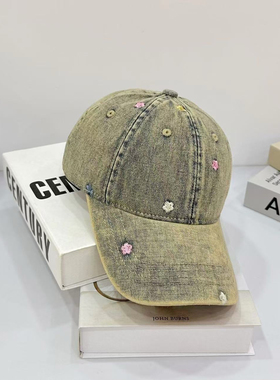 帽子女2025早春新款高品质牛仔棒球帽软顶时尚小花刺绣百搭鸭舌帽